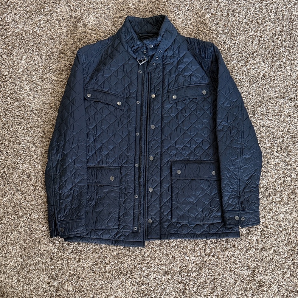 H&M Men's Quilted Dark Blue Jacket